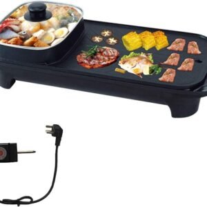 BEONE 2-in-1 Electric BBQ Grill & Hot Pot – Smokeless Indoor Grill & Shabu Cooker (UK Plug)