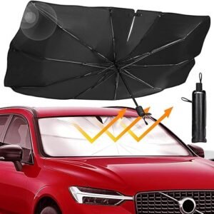 ULHYC Car Windshield Sun Shade Umbrella – UPF50+ UV Protection, Foldable Design (2023 Upgrade)