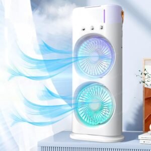 Exxelo Double-Ended Spray Fan – USB Rechargeable Mini Cooling Fan with Mist & 15-Year Warranty