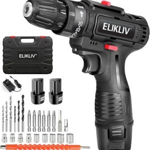 ELIKLIV 12V Cordless Drill & Screwdriver – 2-Speed Driver with 2 Batteries
