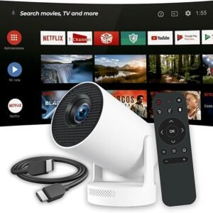 HY300 Ultra Mini Portable Projector – 1080p Full HD, 4K Decoding, Android 11, WiFi 6, Bluetooth 5.4