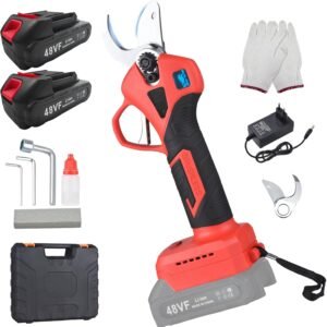 Mingzhe 48V Electric Pruning Shears with 2 Batteries & Replacement Blades – 30mm Cordless Tree Pruner