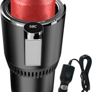 Yesinaly 2-in-1 Smart Car Cup Cooler & Heater – LED Display, Touch Control, Fits Car Cup Holder (Black)